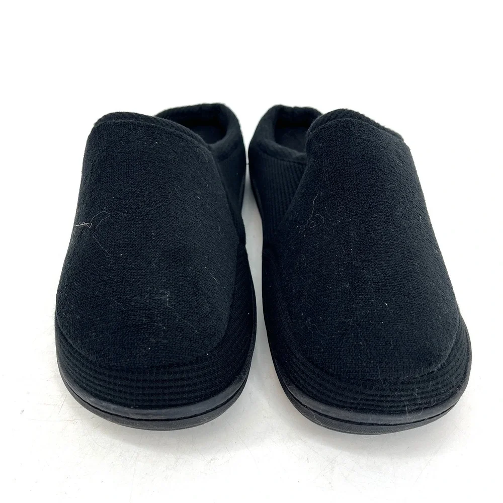 Isotoner New Men's Black Slip On Mule Comfort Slippers Size‎ 11 12 Memory Foam